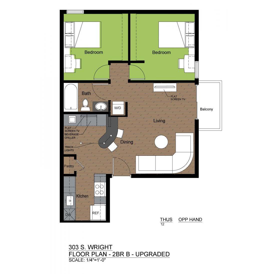 303W 2BR B - UPGRADED COLOR