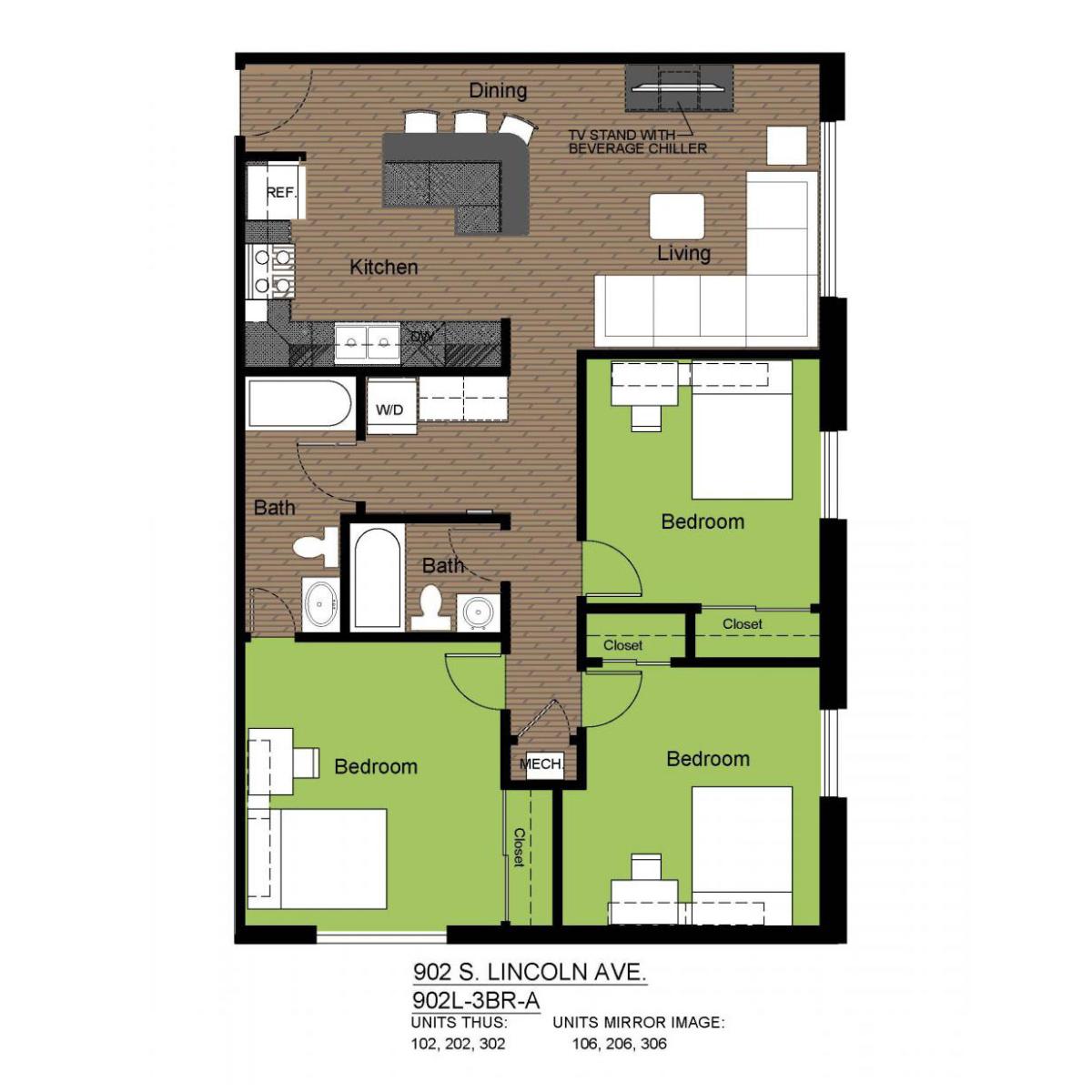902L-3BR-A FLOORPLAN