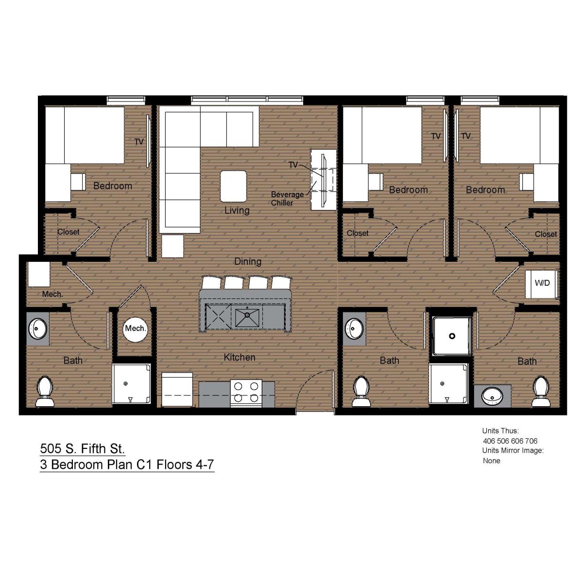 THE STATION 3 BED C1 FLOORPLAN