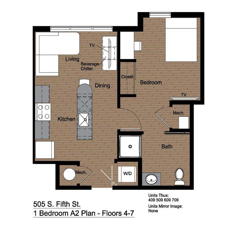 505F A2 Floorplan Units 409 509 609 and 709