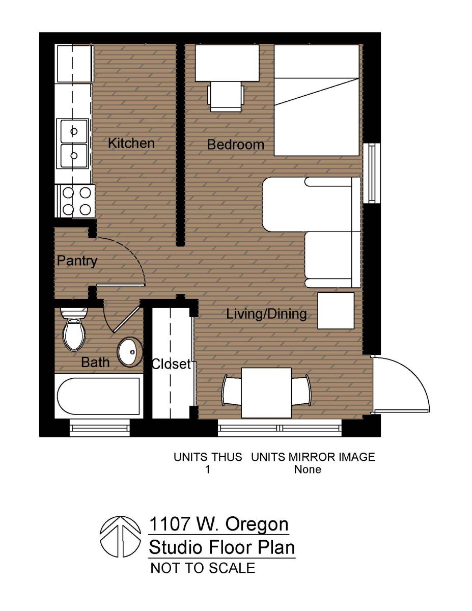 1107 W Oregon Studio Floor Plan