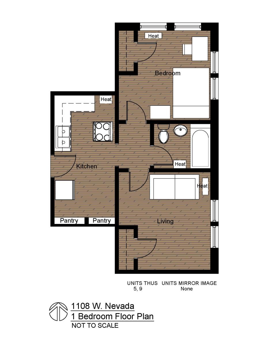 1108 W Nevada 1 Bedroom Floor Plan #5 & #9