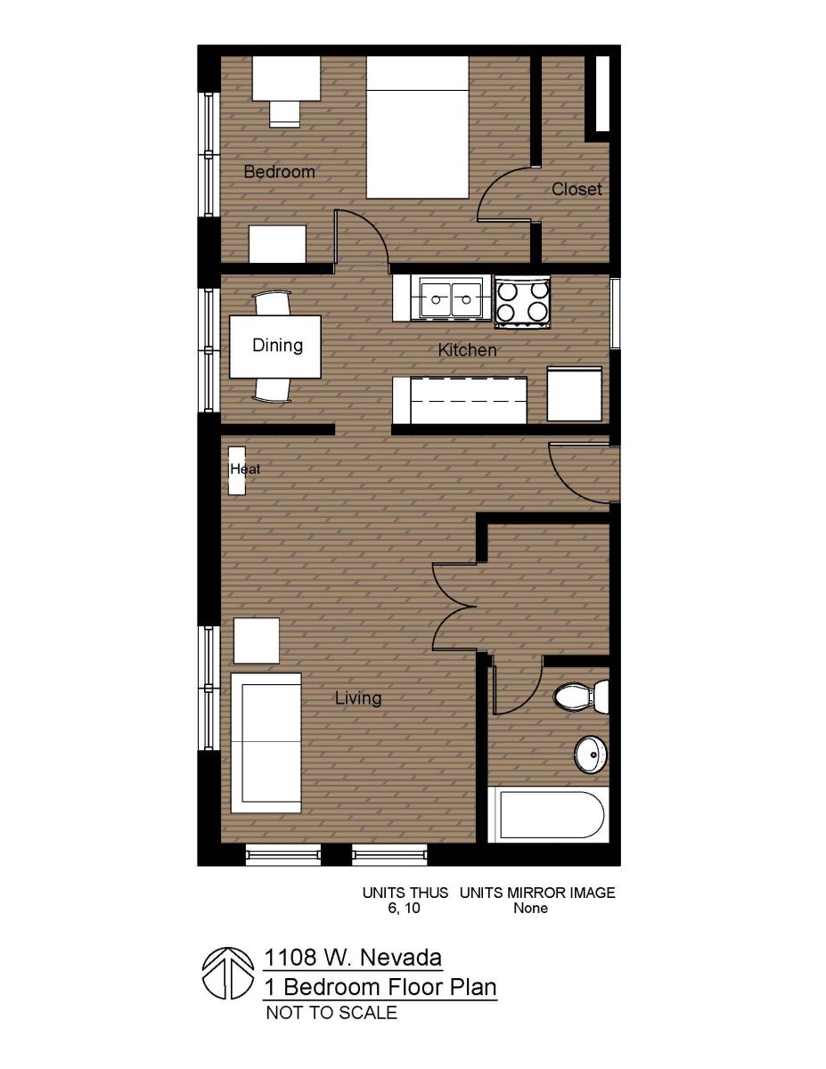 1108 W Nevada 1 Bedroom Floor Plan #6 & #10