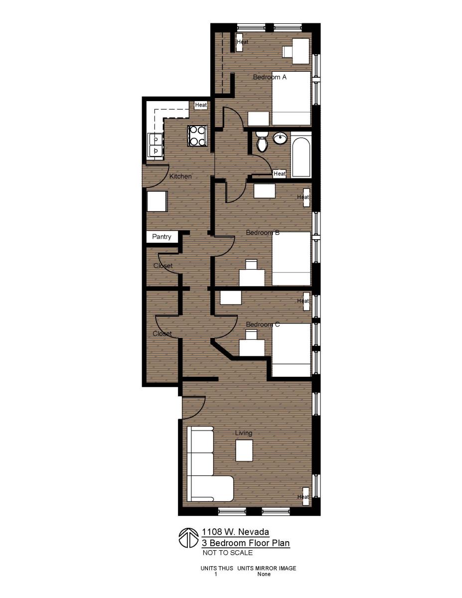 1108 W Nevada 3 Bedroom Floor Plan #1